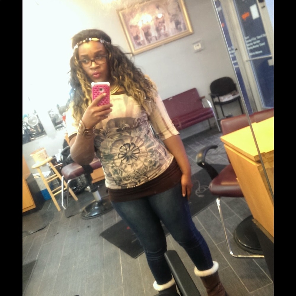 Brown off shoulder shirt